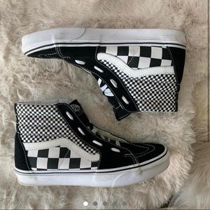 Vans SK8-Hi Mixed B&W Checkerboard High top sneaker.